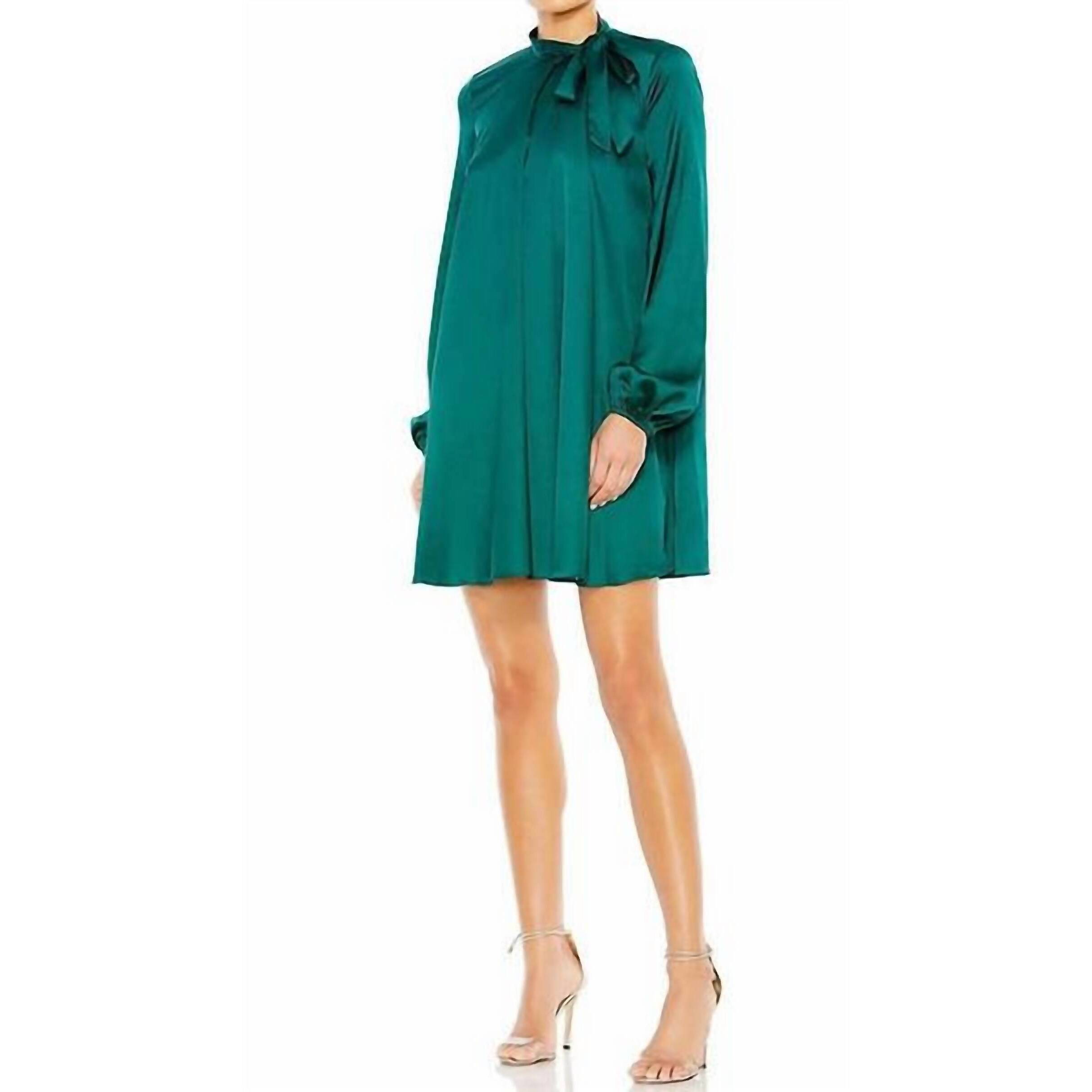 New Mac Duggal High Neckline Mini Column Dress In Green